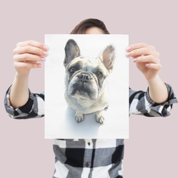 Watercolor French Bulldog Pet Portrait Wall Art Print Poster Unframed - Cute Dog - Picture 4 of 6